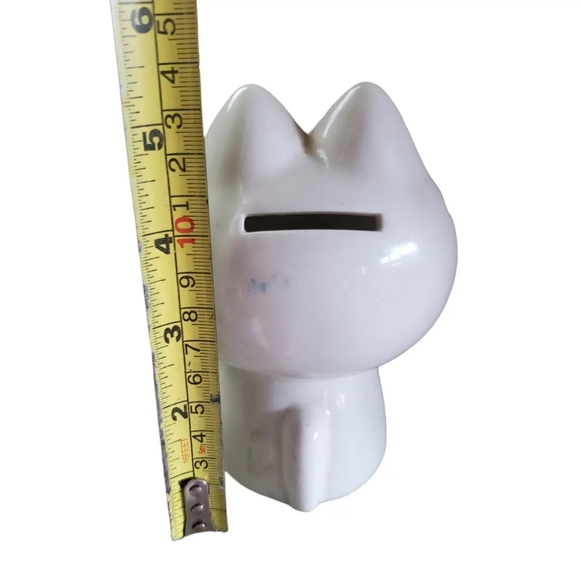 Vintage white kitty bank with orange stripes - Picture 2 of 3